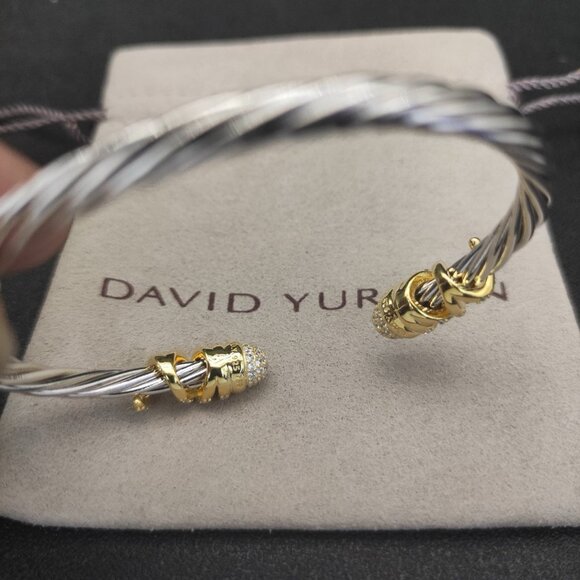 NEW David Yurman 4mm spiral wound diamond studded bracelet - Picture 3 of 10